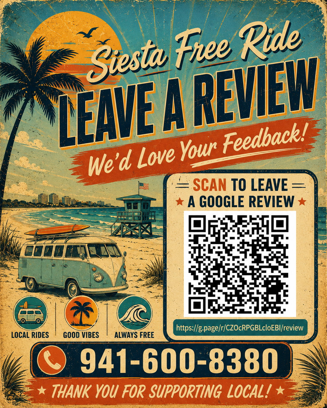 Leave a Review - Siesta Free Ride