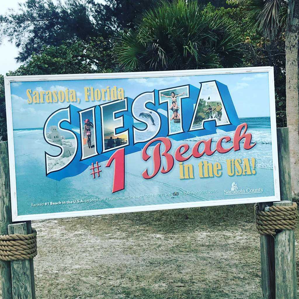 Siesta Beach number one beach in the USA sign